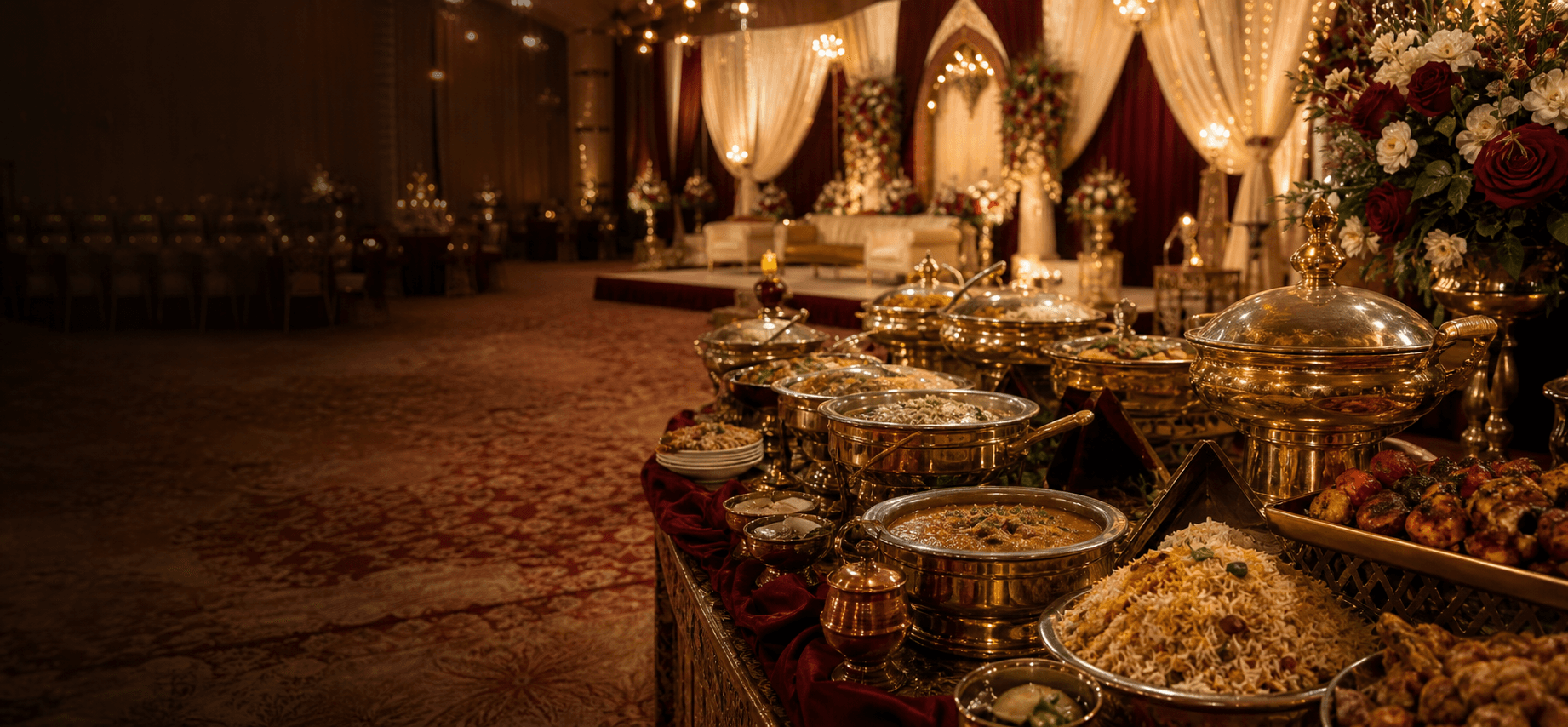 Elegant Pakistani wedding catering buffet